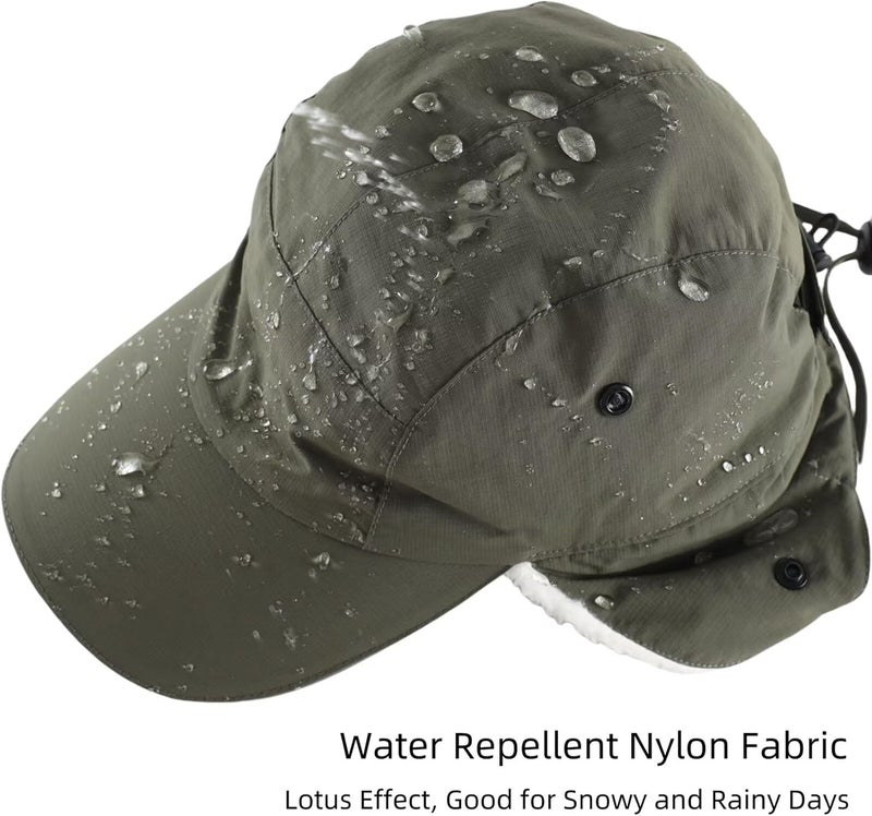 Connectyle Winter Earflap Hat for Men Women Sherpa-Lined Baseball Cap Water-Resistant Reflective Adjustable Sports Hat - Image 3